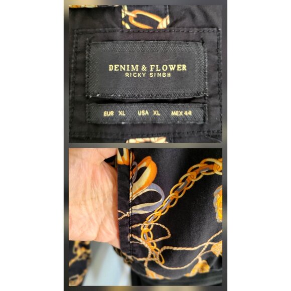 Denim & Flower by Ricky Singh Vintage Versace Inspired Men’s Bomber Jacket- XL - Picture 9 of 9